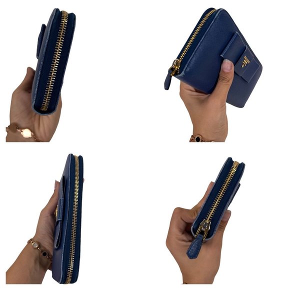 Authentic Prada Wallet Long Zippy Blue Leather Vintage - Picture 6 of 9
